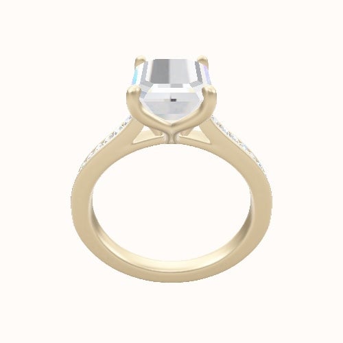 Tapered Channel Set Engagement Ring With Petal Four Prong Head