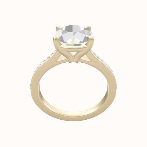 Tapered Channel Set Engagement Ring With Standard Four Prong Head