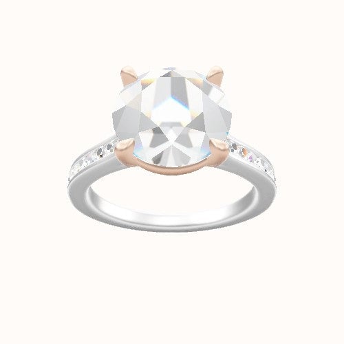 Tapered Channel Set Engagement Ring With Standard Four Prong Head