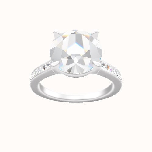 Tapered Channel Set Engagement Ring With Standard Four Prong Head
