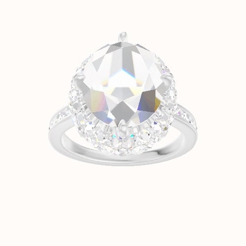 Tapered Channel Set Engagement Ring With Waterfall Halo Head