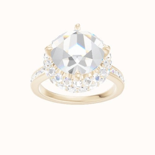 Tapered Channel Set Engagement Ring With Waterfall Halo Head