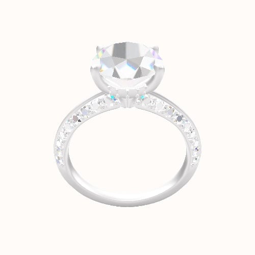 Tapered Knife Edge Double Row Pave Engagement Ring With Front set gallery Head