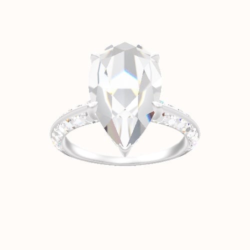 Tapered Knife Edge Double Row Pave Engagement Ring With Low Set Pave  Hidden Halo Head