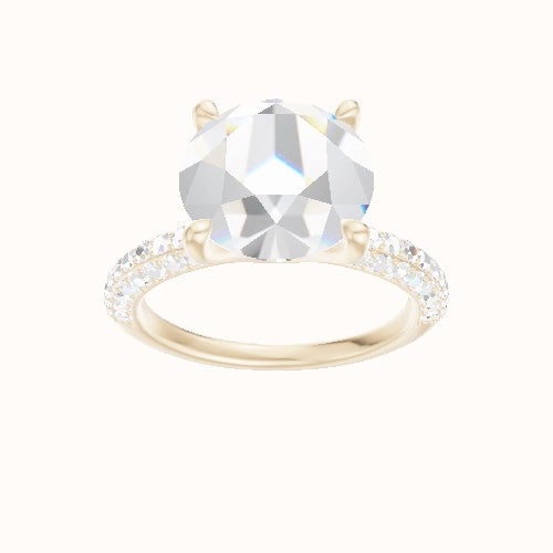 Three Row Pave Engagement Ring With Four Prong Head