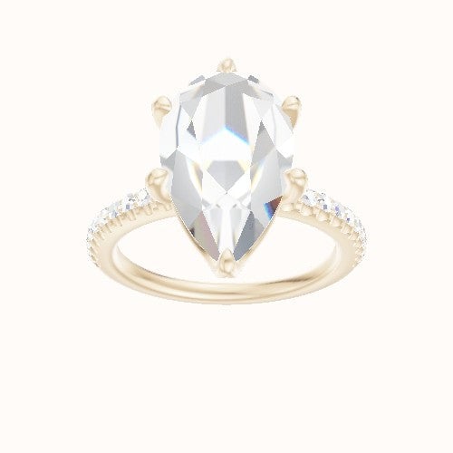 illusion Pave Engagement Ring With Crown Six Prong w. accent Diamond Head