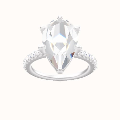 illusion Pave Engagement Ring With Crown Six Prong w. accent Diamond Head and Matching Band