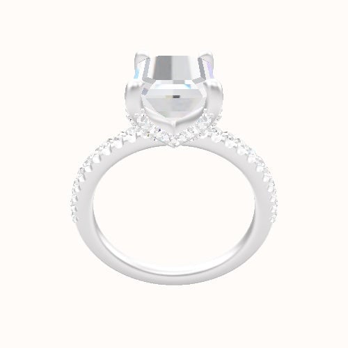 illusion Pave Engagement Ring With Double Pave V Prong Head