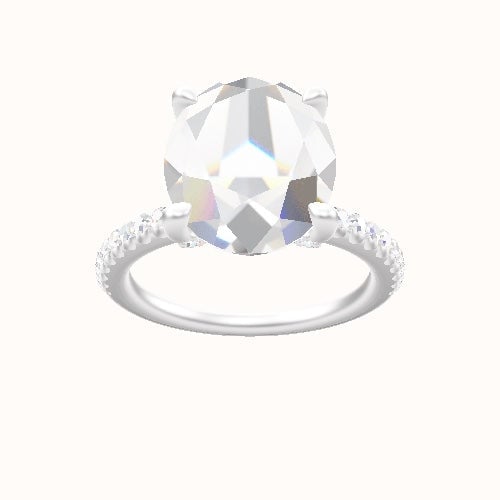 illusion Pave Engagement Ring With Double Pave V Prong Head