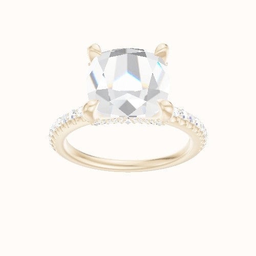 illusion Pave Engagement Ring With Double Pave V Prong Head