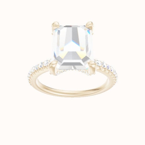illusion Pave Engagement Ring With Double Pave V Prong Head