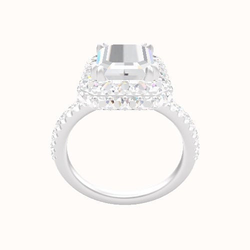 illusion Pave Engagement Ring With Double Prong Waterfall Halo Head