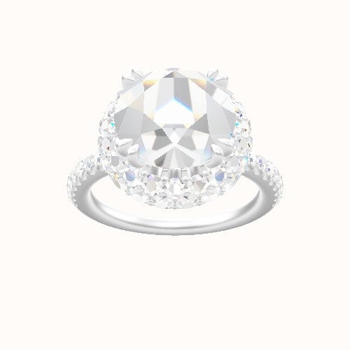 illusion Pave Engagement Ring With Double Prong Waterfall Halo Head