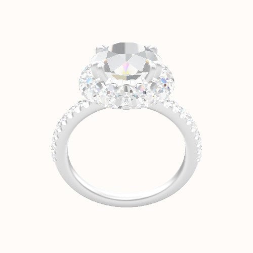 illusion Pave Engagement Ring With Double Prong Waterfall Halo Head