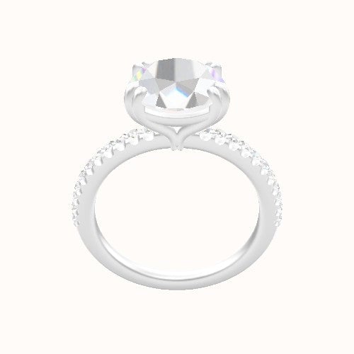 illusion Pave Engagement Ring With Double Prongs Head
