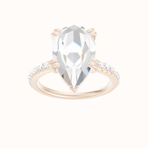illusion Pave Engagement Ring With Double Prongs Head
