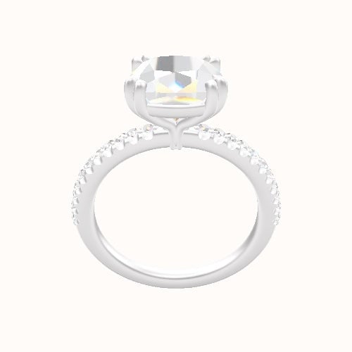 illusion Pave Engagement Ring With Double Prongs Head
