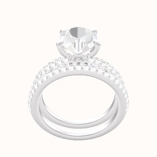 illusion Pave Engagement Ring With Front set gallery Head and Matching Band