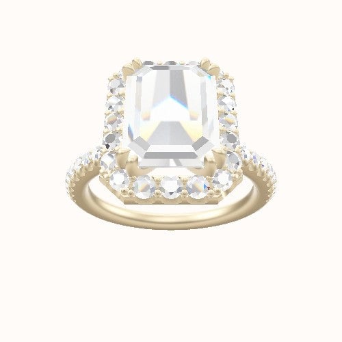 illusion Pave Engagement Ring With Halo with Double Prong Head