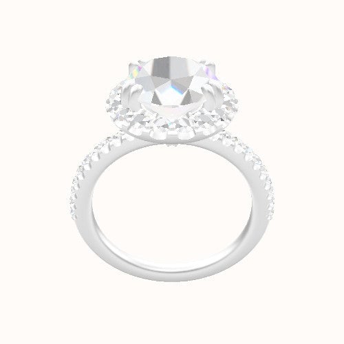 illusion Pave Engagement Ring With Halo with Double Prong Head
