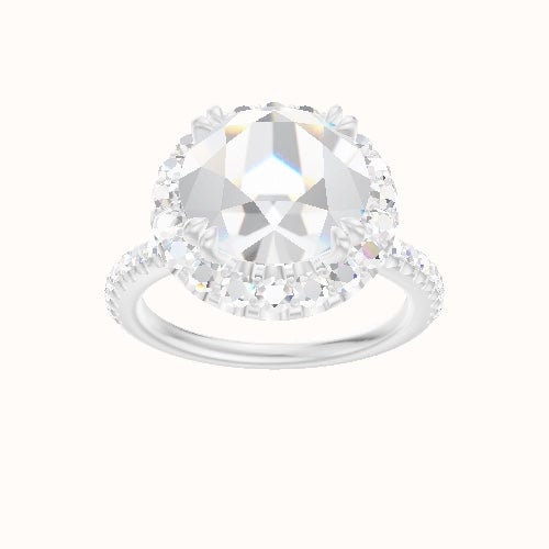 illusion Pave Engagement Ring With Halo with Double Prong Head