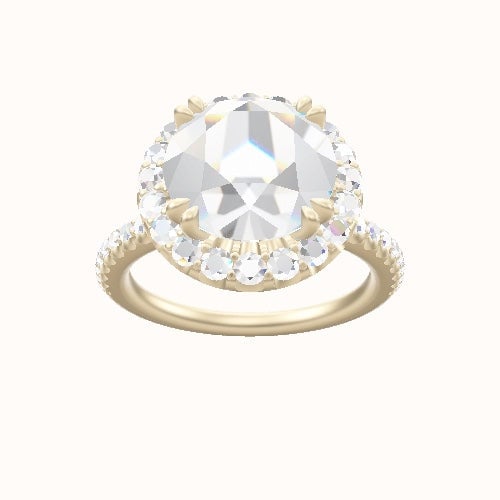 illusion Pave Engagement Ring With Halo with Double Prong Head
