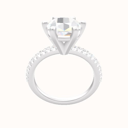 illusion Pave Engagement Ring With High Set Six Prong Head
