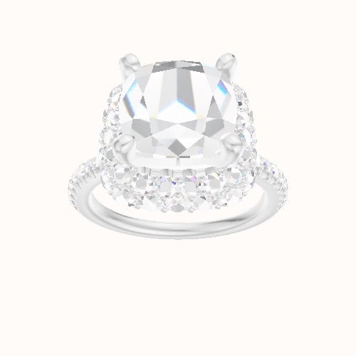 illusion Pave Engagement Ring With High Set Waterfall Halo Head