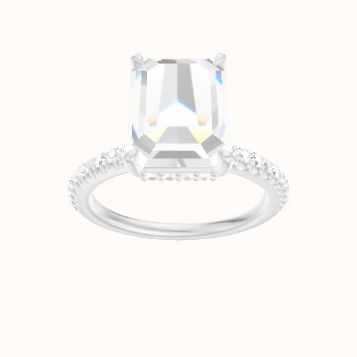 illusion Pave Engagement Ring With Low Set Pave  Hidden Halo Head
