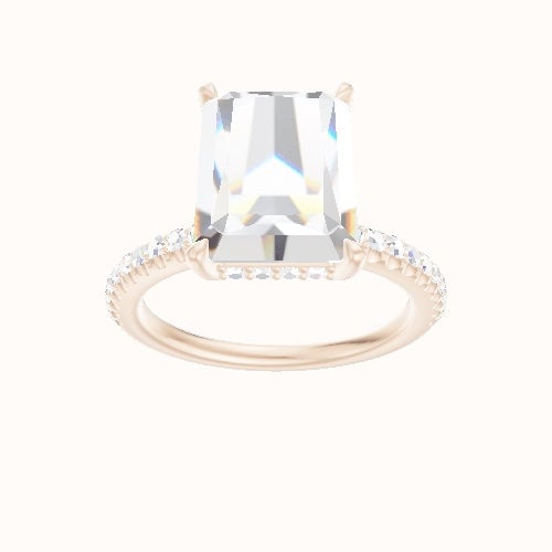illusion Pave Engagement Ring With Low Set Pave  Hidden Halo Head