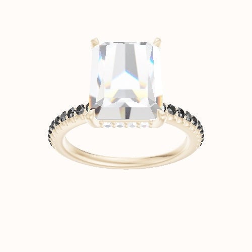 illusion Pave Engagement Ring With Low Set Pave  Hidden Halo Head