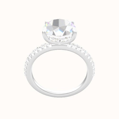 illusion Pave Engagement Ring With Low Set Pave  Hidden Halo Head