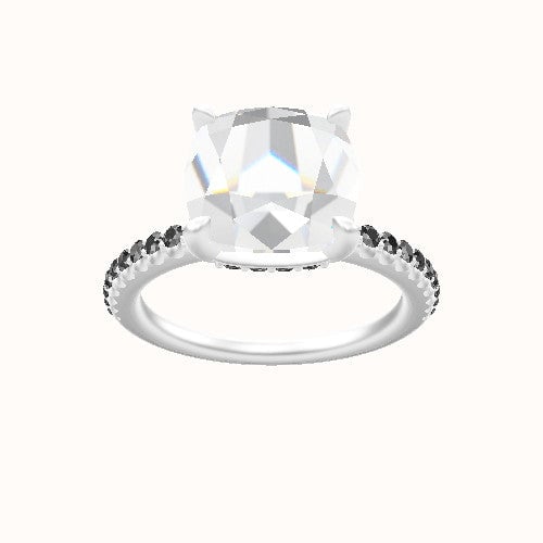 illusion Pave Engagement Ring With Low Set Pave  Hidden Halo Head