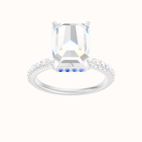 illusion Pave Engagement Ring With Low Set Pave  Hidden Halo Head