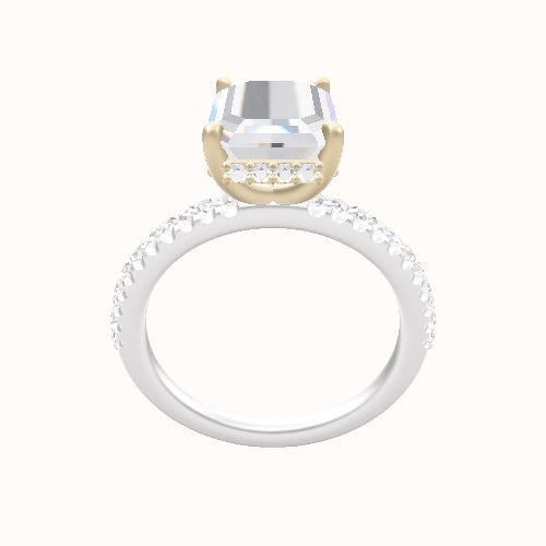 illusion Pave Engagement Ring With Low Set Pave  Hidden Halo Head