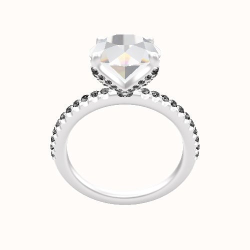 illusion Pave Engagement Ring With Pave Petal Four Prong Head
