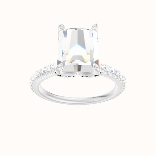 illusion Pave Engagement Ring With Pave Petal Four Prong Head