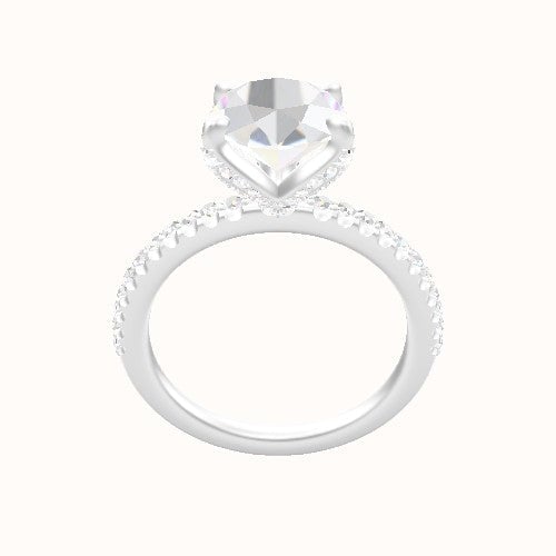 illusion Pave Engagement Ring With Pave Petal Four Prong Head