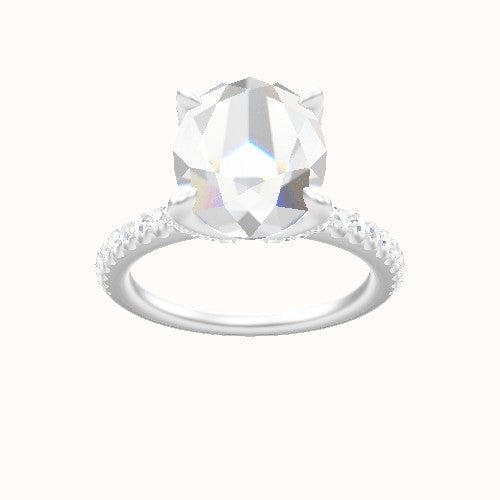 illusion Pave Engagement Ring With Pave Petal Four Prong Head