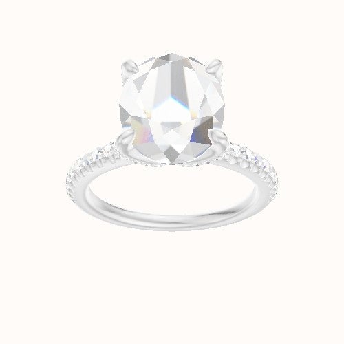 illusion Pave Engagement Ring With Pave Petal Four Prong Head