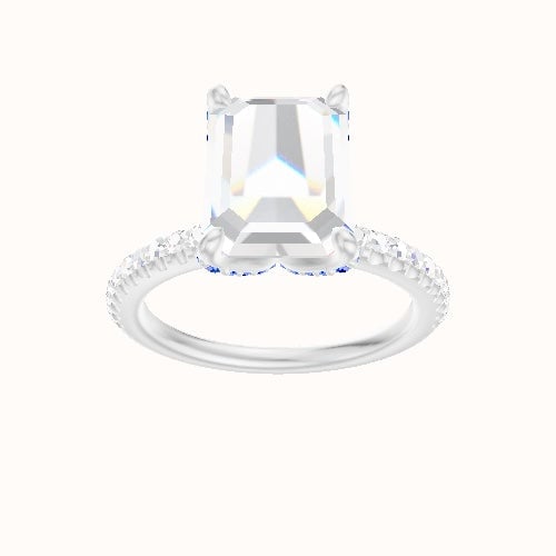 illusion Pave Engagement Ring With Pave Petal Four Prong Head
