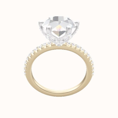 illusion Pave Engagement Ring With Pave Petal Six Prong Head