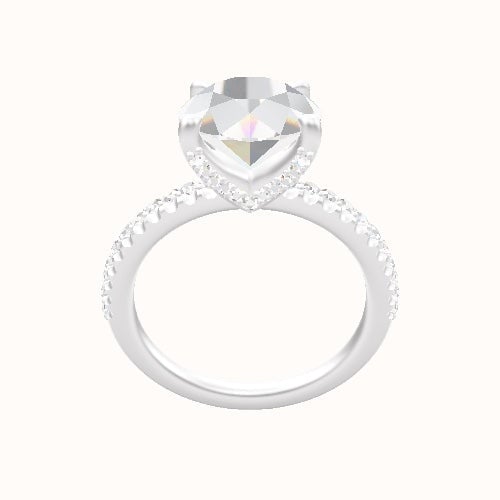 illusion Pave Engagement Ring With Pave V Prong Head