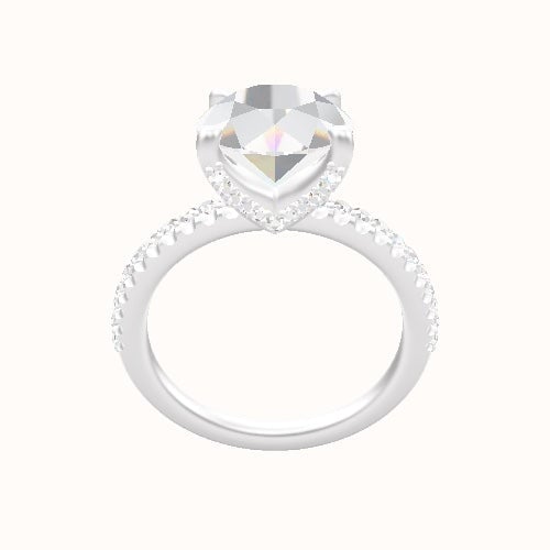 illusion Pave Engagement Ring With Pave V Prong Head