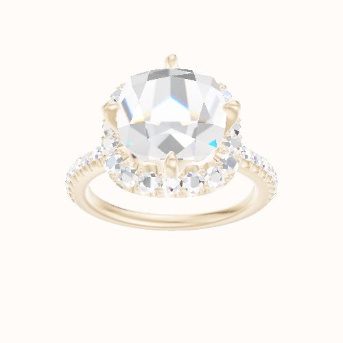 illusion Pave Engagement Ring With Petal Prong Halo Head