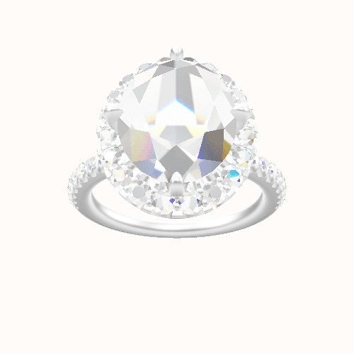 illusion Pave Engagement Ring With Petal Prong Halo Head