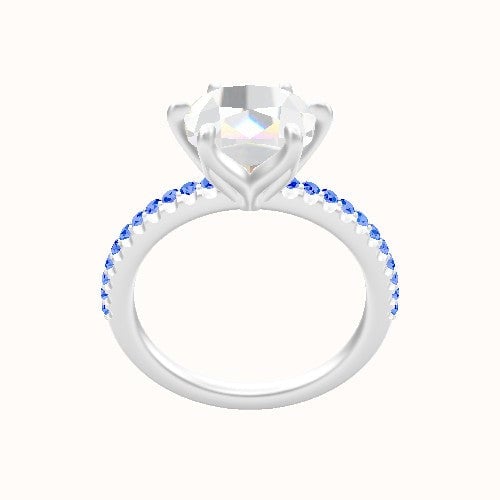 illusion Pave Engagement Ring With Petal Six Prong Head
