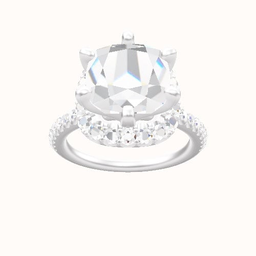 illusion Pave Engagement Ring With Six Prong Halo Head