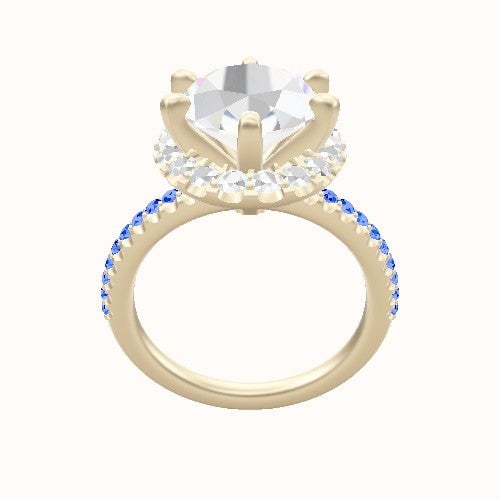 illusion Pave Engagement Ring With Six Prong Halo Head