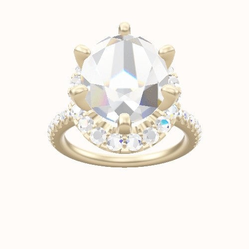 illusion Pave Engagement Ring With Six Prong Halo Head and Matching Band